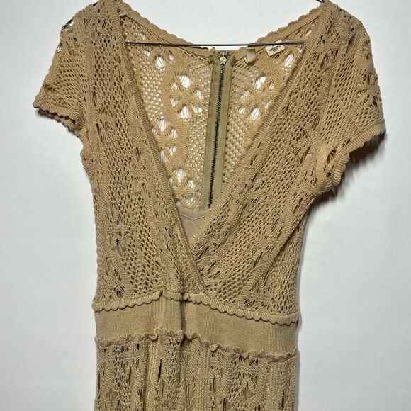 Anthropologie Moth Crochet Cloud Dress in Beige S RARE - Picture 4 of 6